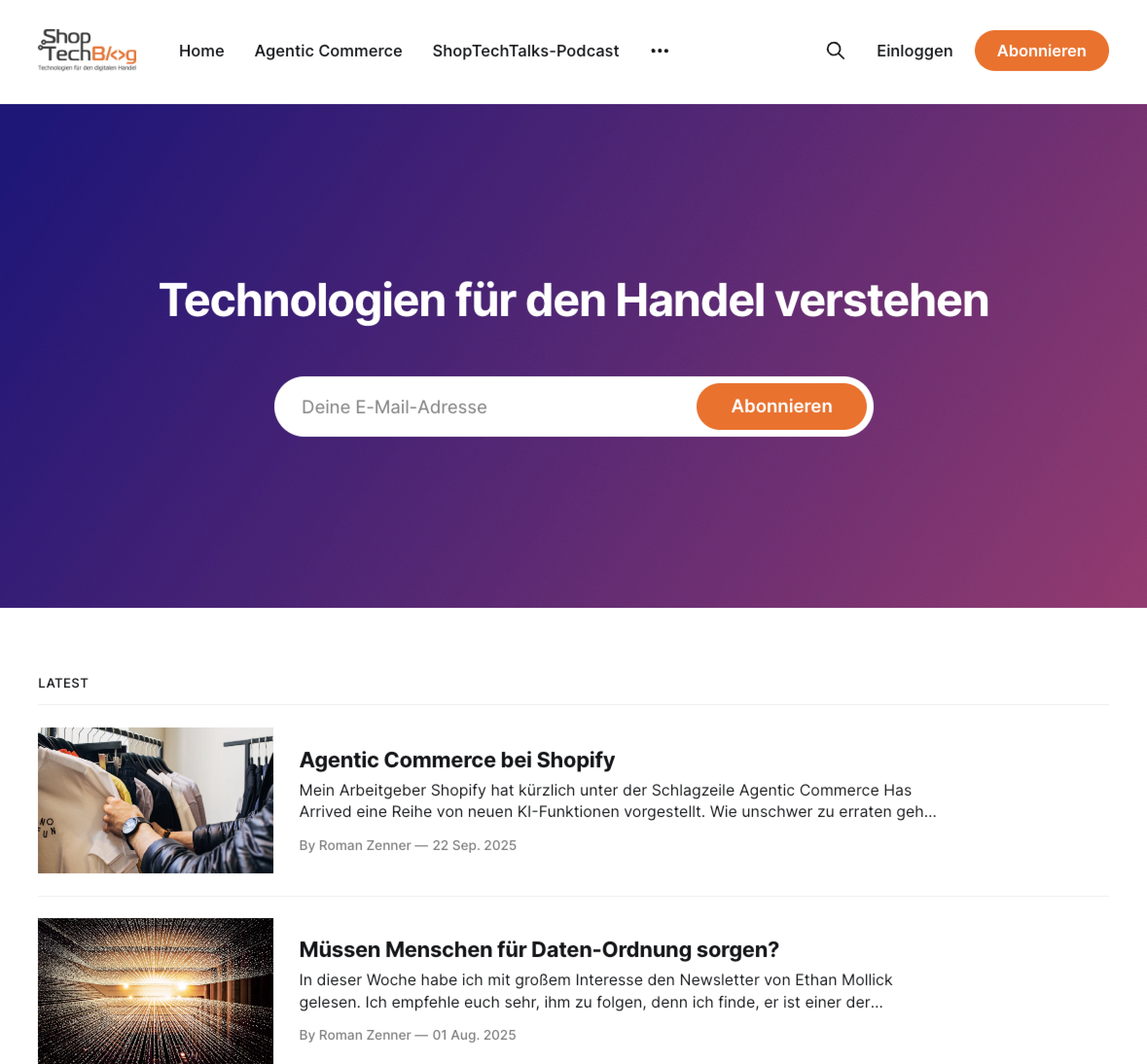 Screenshot des ShopTechBlog